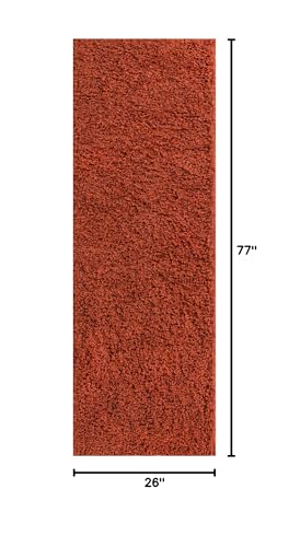 Unique Loom Solid Shag Collection Area Rug (2' 2" x 6' 5" Runner, Terracotta) - color: Terracotta, size: 2'1" x 6' (Rectangular)