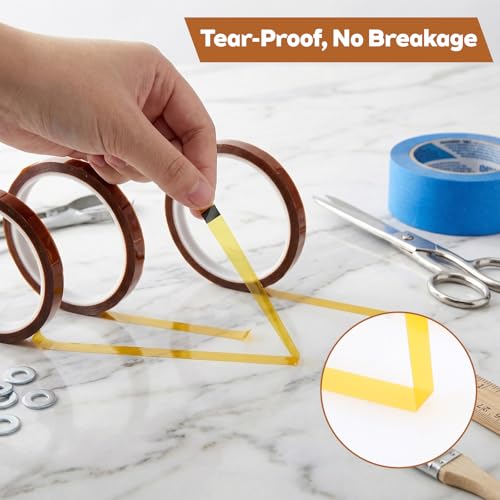High Tape, 4 Rolls Heat Transfer Tape Heat Resistant Tape High Temp No Residue for Sublimation, Heat Press Electronics, Soldering, Max Temp 480℉/250℃, 10mm x 33m(108ft)
