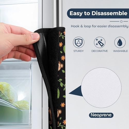 2 Pieces Refrigerator Door Handle Covers Anti Slip Kitchen Appliance Protector Sleeve Animal Print Monkey Microwave Dishwasher Fridge Handle Cover - color: Design(562)