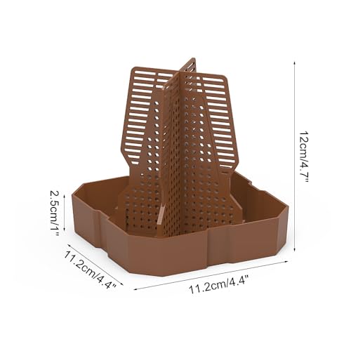 Bearded Dragon Feeder, Anti Escape Reptile Food Box with Ladder for Prey to Climb, Corner Gecko Feeding Bowl for Guardian Lizard Gecko Frog - color: Reddish Brown, size: Small