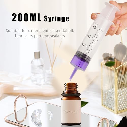 200ml Large Syringes, Individually Sterile Sealed Plastic Syringe for Liquid, Scientific Labs, Measurement, Pet Feeding ,Ink Refilling ,Oil or Glue Applicator(1 Pack) - style: 200ml