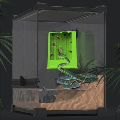 Suction Cup Reptiles Feeder ABS Corner Feeding Dish for Bearded Dragons Lizards Terrariums Feeding Station - size: Small