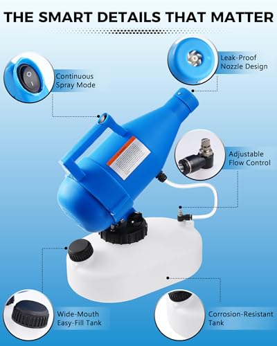4.5L Electric Fogger Machine, 1400W Portable Sprayer with 30ft Spray Distance & Adjustable Nozzle for Applying Cleaning Solutions in Home, Hotel, School, Yard and Large Indoor Outdoor Rooms