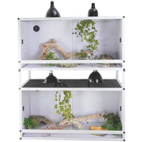 Reptile Enclosure Stand – 7.87'' Stackable Spacer Set for PVC Terrariums, Exclusive Cage Holder for ToxiRium Tanks, 4 Pack-White - size: spacer-silver