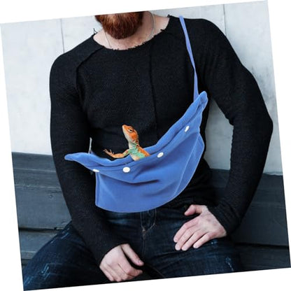 COLLBATH Adjustable Strap Reptile Sling Carrier Bag for Small Pets Durable Flannelette Material Bearded Dragon Pouch for Outdoor Travel Comfortable Lightweight Lizard and Snake Carrier