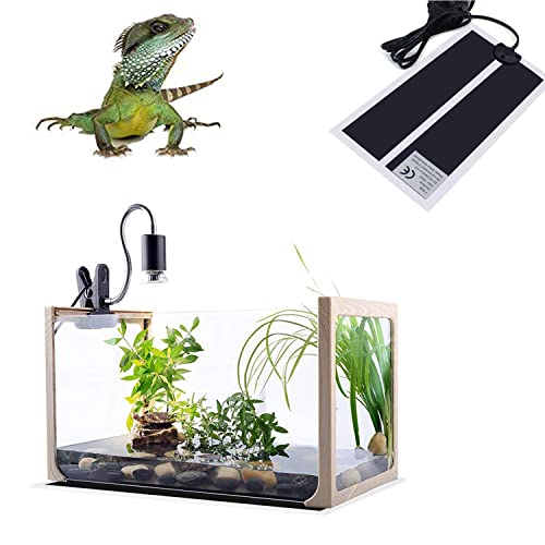 Reptile Heating Mat with Temperature Adjustment, Waterproof Reptile Heat Pad Under Tank Terrarium Heater for Amphibians, Small Animals, Seeding (20W - 16.5 x 11 in)