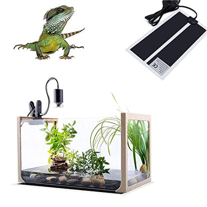 Reptile Heating Mat with Temperature Adjustment, Waterproof Reptile Heat Pad Under Tank Terrarium Heater for Amphibians, Small Animals, Seeding (20W - 16.5 x 11 in)