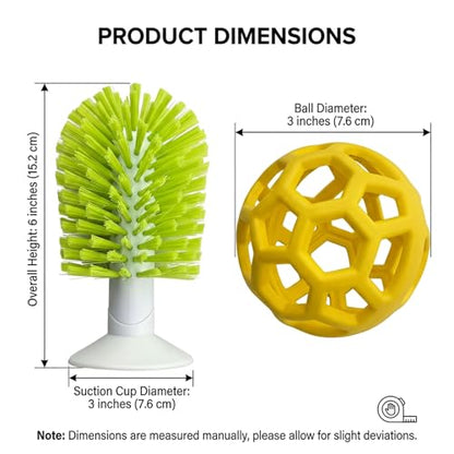 Turtle Cleaning & Feeding Kit: 2 Pcs Shell Scrubber Brush with Suction Cup and Interactive Feeder Ball for Aquatic Turtles and Tortoises