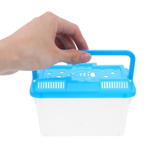 GANAZONO 4pcs Mini Transparent Fish Breeding Box with Handle Small Aquarium Pet Carrier Plastic Container for Reptile Habitat and Observation