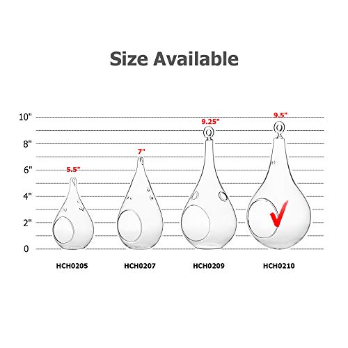 WGVI WGV Glass Hanging Plant Terrarium, Width 4.75", Height 9.5", Teardrop Pear DIY Air Succulent Planter Clear Tea Light Votive Candle Holder, Wedding Event Office Home Outdoor Decor, 1 Piece - size: Pear
