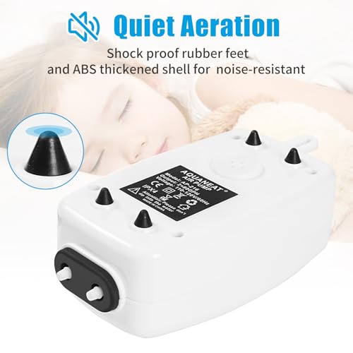 AQUANEAT Aquarium Air Pump for 20-210 Gallon Tank, Fish Air Bubbler, Hydroponic Oxygen Aerator with Stones, Airline Tubing, Check Valves - size: 100-150 Gallons