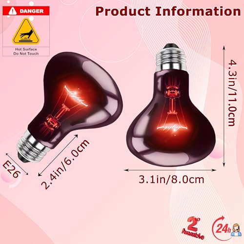 75W Infrared Red Reptiles Basking Spot Light Bulb,All-Day Heating | Promotes Growth & Vitality, Heat Lamp for Amphibians, Bearded Dragons, Turtles, Snakes & Chicks, Terrarium & Brooder Heater - color: Red Infrared, size: 75W-3.15″