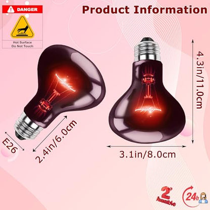 75W Infrared Red Reptiles Basking Spot Light Bulb,All-Day Heating | Promotes Growth & Vitality, Heat Lamp for Amphibians, Bearded Dragons, Turtles, Snakes & Chicks, Terrarium & Brooder Heater - color: Red Infrared, size: 75W-3.15″