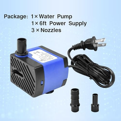 CONQUERALL 2PCS Circulation Pump 4W 74GPH Adjustable Flow Hydroponics Supplies for Tabletop Water Fountain - color: 74gph-4w, size: 2PCS