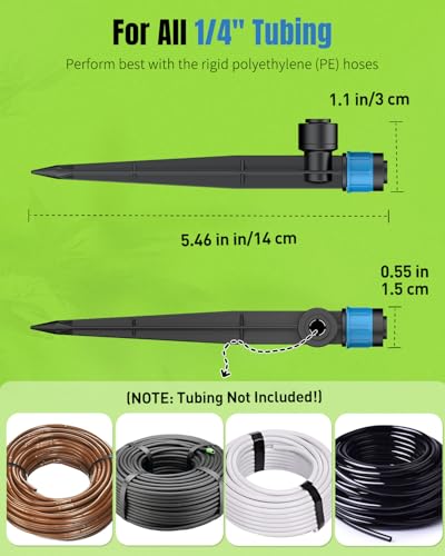 Pawfly 60 Pcs Drip Irrigation Emitters, Drip Emitters Sprinklers with Stake Drip Irrigation System Parts for 1/4 Inch Tubing, Water Flow Irrigation Drippers with Adjustable 360 Degree - size: 60PCS Drip lrrigation Emitter Sprinklers