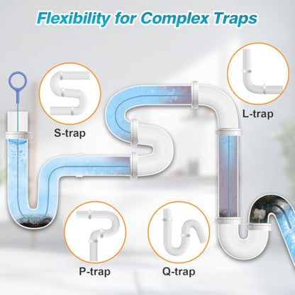 4 Pack 50 Inch Drain Snake Hair Drain Clog Remover Tool for Bathroom Sink | Reusable Brush, 50-Inch Break-Resistant Steel Wire Rope with Nylon Coating, 0.27-inch wand for Shower Drain Cleaning