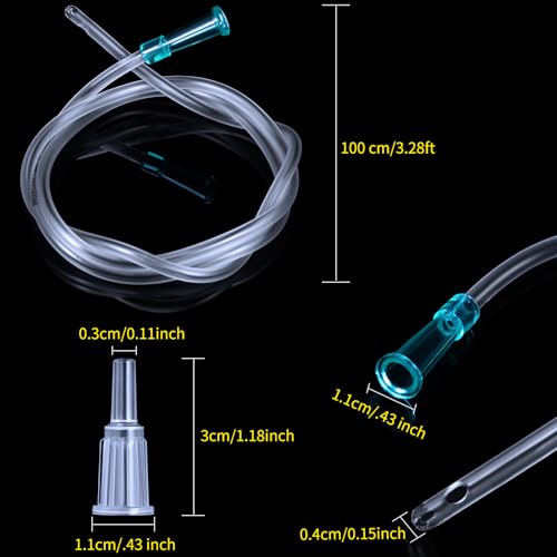 BBTO 2 Pieces Large Plastic Syringe with Tube 40 Inch Handy Plastic Tubing and Connections for Scientific Lab,Glue Dispensing,Watering,Refilling,Feeding and Measuring(300 ML) - size: 300 ML