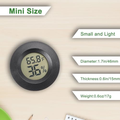 Reptile Thermometer and Humidity Gauge Digtal Terrarium Thermometer 2pc | Circular Bearded Dragon Cage Accessories Reptile Temp and Humidity Gauge for Leopard Gecko Hermit Crab Gecko Lizard Etc - size: Circular