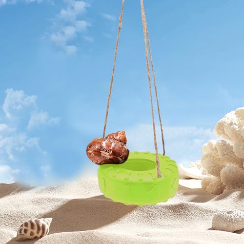 Hermit Crab Tire Swing Toy, Hermit Crab Climbing Toy, Reptile Tank Aquarium Decoration Accessory, Suitable for Small to Medium Sized Hermit Crabs, 3.7 Inches in Diameter - color: Green