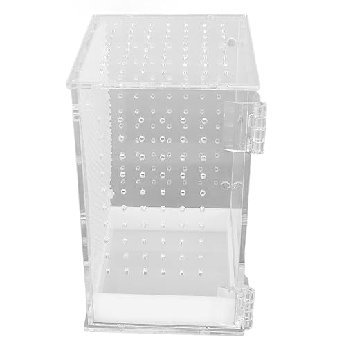 Acrylic Reptile Terrarium Tank Paludarium Habitat Tank with Magnetic Door Ventilation Holes for Tarantula Frog Leopard Gecko (S) - size: S