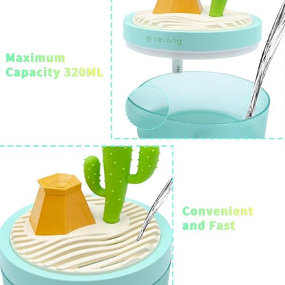 Reptile Fogger, 320ML USB Plastic Cartoon Cactus Humidifier with Lampion, Mister for Reptile Tank, Terrarium Accessories for Snake, Tortoise, Tree Frog, Chameleon and Other Small Animals