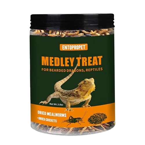 Dried Mealworms & Crickets Medley Treat for Bearded Dragons 3oz | High calcium,rich protein,for turtles,tropical fish,birds,freeze dried crickets,premium quality,additive free - size: 3 Ounce (Pack of 1)