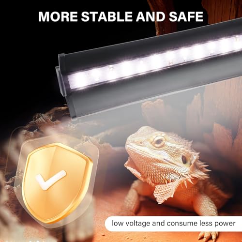 UVB Light for Reptiles, 10W HO LED UVB Reptile Light Fixture UVA UVB Lamp Bulb Terrarium Light for Bearded Dragon Turtle Snake Crested Gecko Chameleon, 12 Inch