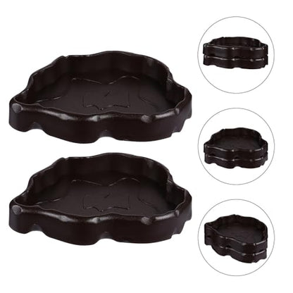 SHINEOFI 2pcs Reptile Feeding Bowl Lizard Worm Dish Gecko Pet Cage Feeder Smooth Surface Synthetic Resin Water Dish Safe for Reptile Feeding