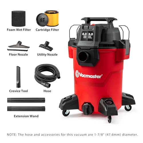 Vacmaster VCM811PF 1101 8-Gal 3.5 Peak HP Wet/Dry Vac Red - size: 8-Gallon