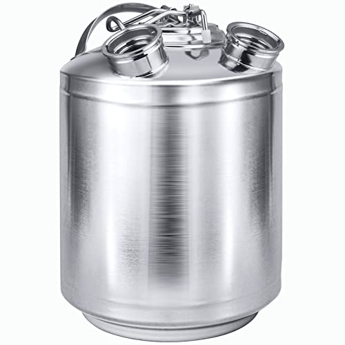2.5 Gallon Stainless Steel Cleaning Keg, Dual Head-Sankey D Ports | Heavy-Duty Stainless Steel, Portable Design with Dual Handles, Features Relief Valve, Easy to Use for Cleaning(10L)