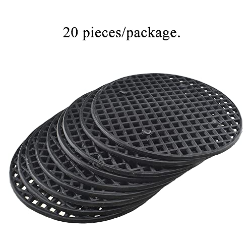 HAHIYO 20PCs 2.95Inch/7.5Cm Black Round PP Plastic Flower Pot Hole Mesh Pad Bottom Grid Mat Bonsai Drainage mesh Hole Screens Gasket Prevent Soil Loss Breathable Gasket Drainage Netting for Bonsai - size: Round-2.95In-20P