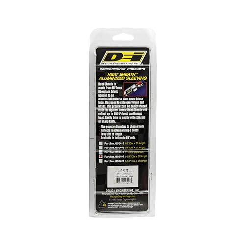 Design Engineering Heat Sheath Aluminized Sleeving – 1-1/4" I.D. x 3 ft | High-Temperature Heat & Abrasion Protection for Hoses, Lines & Wires | Reflects Up to 2000°F | Made in USA - size: 1-1/4" I.D.