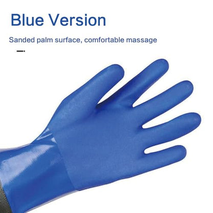 YOFANG Pet Grooming Washing Gloves,27.2" Extra Long Waterproof Rubber Bathing Gloves for Dogs & Cats,Anti-Bite & Anti-Scratch Hair Removal Cat Bath Gloves with 3000+ Massage Particles,Blue/Green ﻿ - color: Blue and Green
