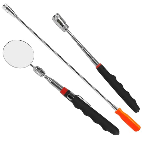 Telescopic Inspection Mirror, Round Mirror (Diameter 5cm / 1.96in), Telescopic Magnetic Pickup with LED Lights, Directional Magnetic Pickup with LED Light, 3-in-1 Tool Set - style: Model-2