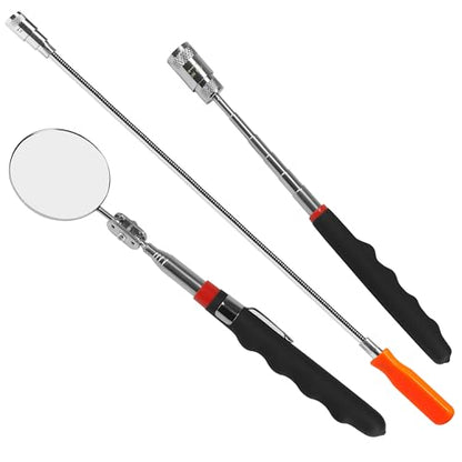 Telescopic Inspection Mirror, Round Mirror (Diameter 5cm / 1.96in), Telescopic Magnetic Pickup with LED Lights, Directional Magnetic Pickup with LED Light, 3-in-1 Tool Set - style: Model-2