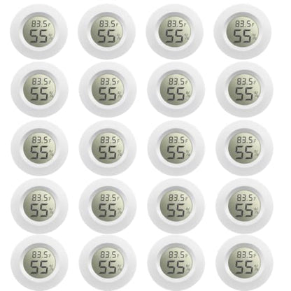 Weewooday 20 Pcs Mini Hygrometer Thermometer Digital LCD Monitor Indoor/Outdoor Room Humidity Meter Temperature Gauge for Greenhouse Garden Reptile Incubator Cellar ℉/℃ (White) - size: White