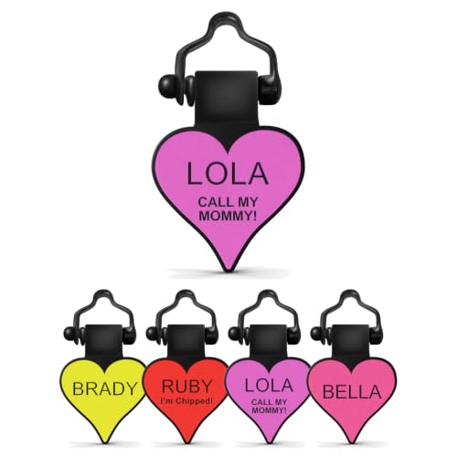 The Original Silicone Silent Dog Tag - Personalized Engraved Soundless Pet ID - As Seen On Shark Tank - Durable - Never Fades - Heart - Purple - color: Purple, size: Heart