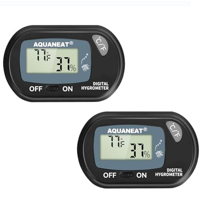 AQUANEAT 2 Packs Reptile Thermometer Hygrometer Digital Display Temperature and Humidity Moniter for Reptiles Rearing Box with Suction Cup… - size: 2 Packs