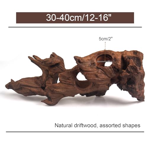 emours Porous Natural Driftwood for Aquarium, Aquascaping Driftwood with Holes, Hand-Selected Tunnels & Hideouts, Aquascaping Hardscape, Terrarium Reptile Décor, No Paint or Resin (12-16" (30-40 cm)) - size: 12-16" (30-40 cm)