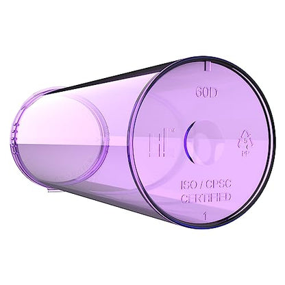 60 Dram CR Plastic Packaging Pop Top Containers - Child Resistant Travel Holder Vial Bottles - 75 qty (Translucent Purple) - color: Translucent Purple