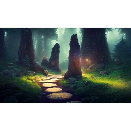 Fish Tank Background Spiritual Forest Path Aquarium Background Foggy Misty Forest Terrarium Backgrounds Jungle Rainforest Stone Path Reptile Bearded Dragon Habitat Backgrounds 24x12in - color: Grass Green, size: 24(W)x12(H)inches/ 60(W)*30cm(H)