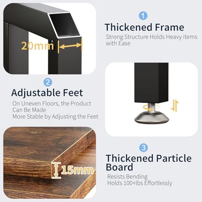 METYERRY 40 Gallon Fish Tank Stand with Power Outlet,Adjustable Shelf | 660 LBS Heavy Duty Metal Frame, Fits Fish Tanks Reptile Tanks and Turtle Tanks, Water Resistant Board, Home Aquarium Setup - color: Rustic Brown, size: 40 Gallon