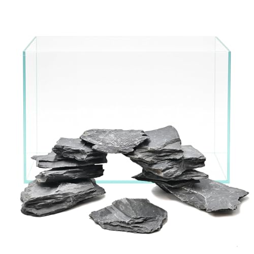Natural Slate Rocks 2-6 Inches Aquarium Rocks 10lb Natural Stones for Fish Tank Aquascaping Reptile Terrarium Landscaping Decor - size: 10lb(2–6in)