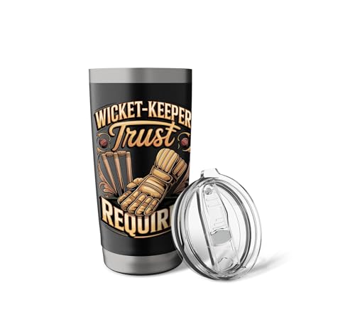 Wicket Keeper Trust Required Cricket Stainless Steel Insulated Tumbler - color: Black
