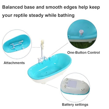 Bearded Dragon Pool with Faucet, Mini Reptile Bath Tub Accessories | Gentle circulating water flow for soaking and hydration designed for young bearded dragons geckos lizards and small reptiles