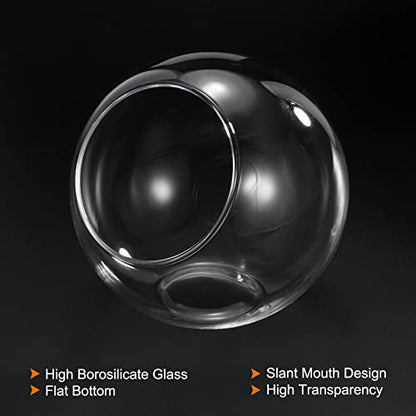 PATIKIL Round Globe Terrarium Air Plant Planter, 4 Inch High Borosilicate Glass Table Decorations for Succulent, Tillandsia, Clear - size: 4 Inch