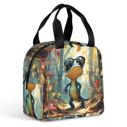 Funny Lizard Lunch Bag for Women Men | Insulated Lunch Box Leakproof Food Meal Containers Reusable Foldable 6L Capacity Lunch Tote Bags for Work Picnic Travel - color: Style 2
