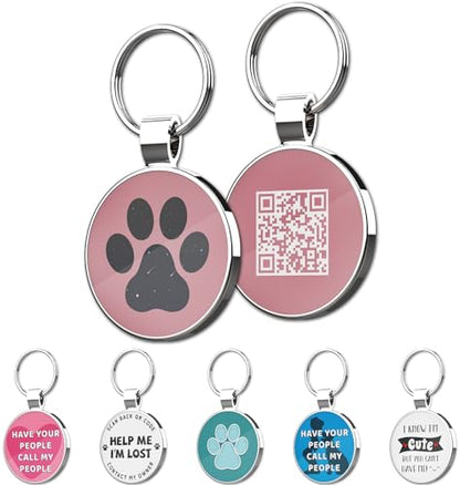 MYLUCKYTAG QR Code Pet ID | Personalized Dog & Cat Collar Tag | Online Profile with Instant Scanned Location Alert Email - style: Sky Paw