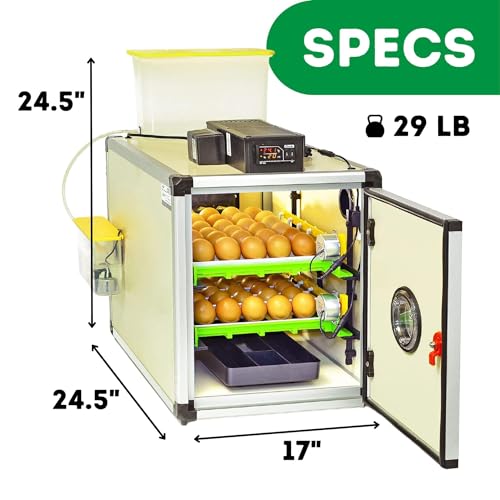 Incubators for Hatching Eggs – 60 Egg Incubator Setter & Hatcher with Automatic Turner & Digital Humidity Control Cabinet, Compact Chicken Incubator & Quail Egg Incubator by Hatching Time - size: 60 Eggs, style: Egg Incubator and Hatcher