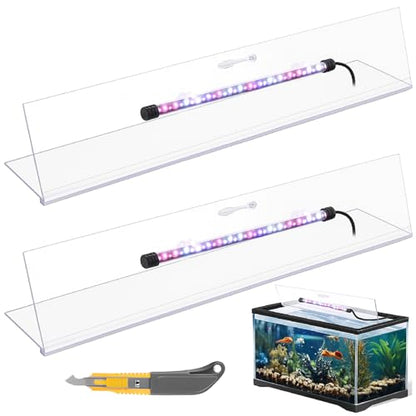 Sieral Aquarium Lids Polycarbonate Canopy with LED Light 2 Pcs Set 22.95 x 11.5 x 0.12 Inch for 33/40/55 Gallon with Center Brace Aquariums Cover Fish Tank Lid with a Hook Knife, Clear - color: Clear, size: 48 x 13 Inch